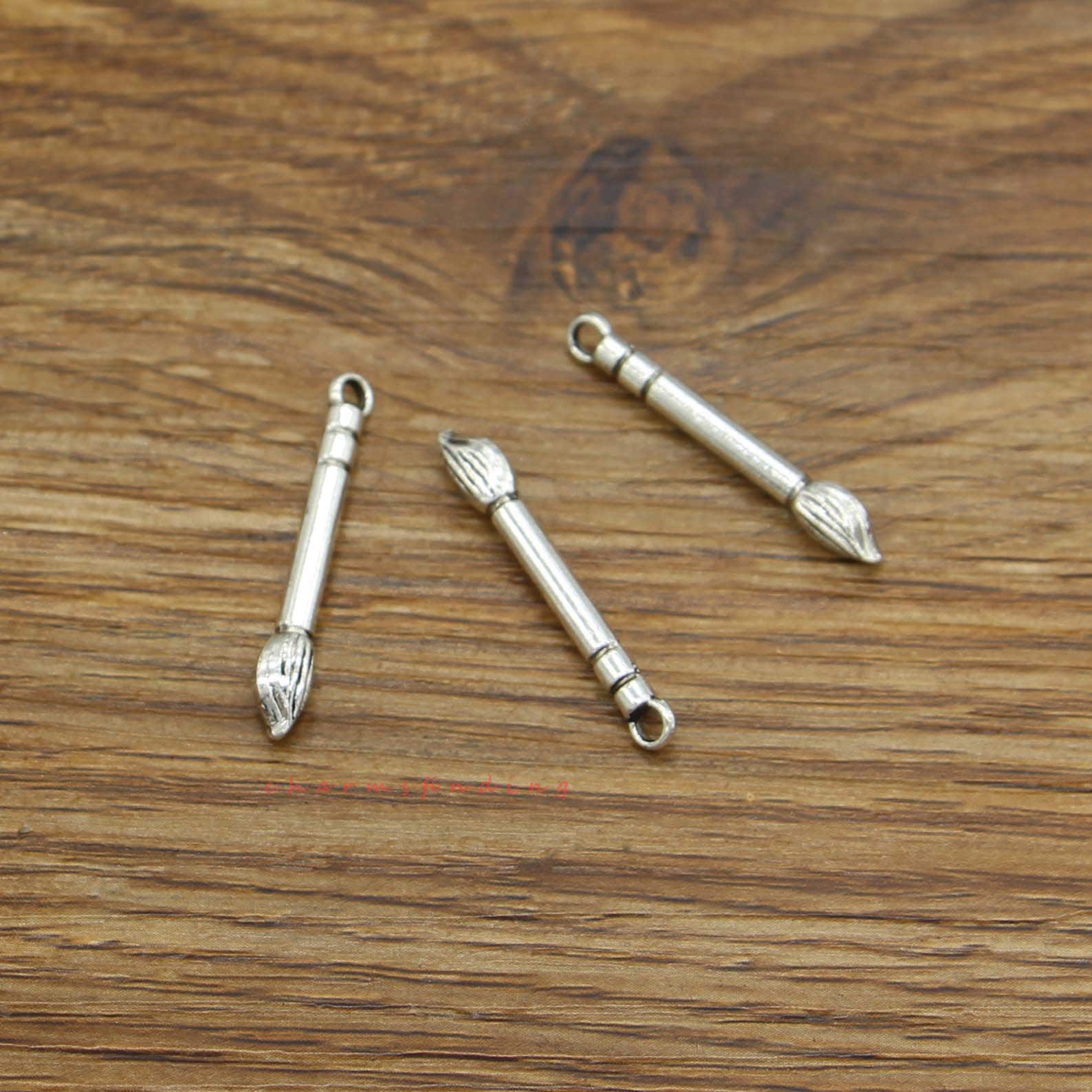 25pcs Paint Brush Charms 3D Charms Antique Silver Tone Etsy