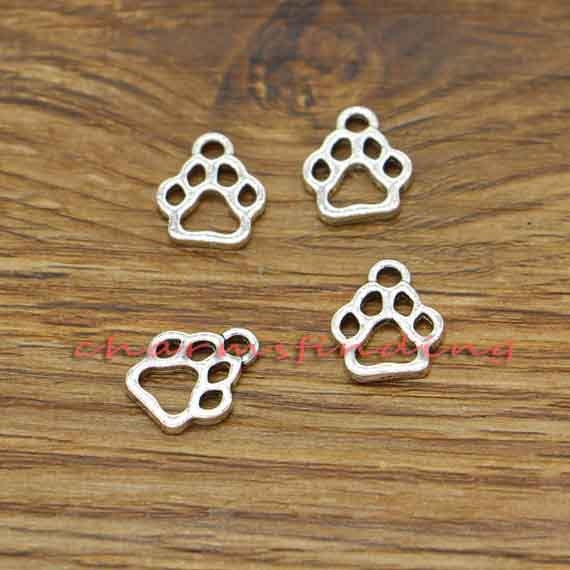 50pcs Dog Paw Charms Animal Charms Antique Silver Tone 11x13mm - Etsy