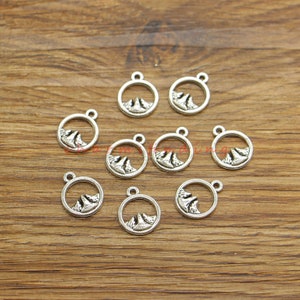 50pcs Forest Charms Mountain and Trees Charm Antique Silver Tone 11x14mm cf4415