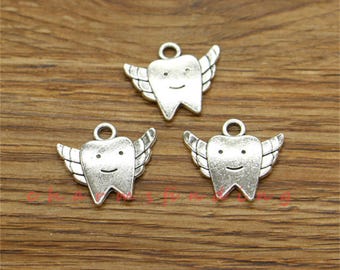 20 stks Tandenfee Charms mondhygiënist bedel antiek zilver 17 x 20 mm cf3504