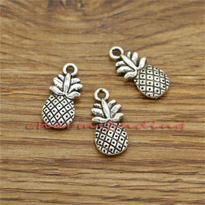 25pcs Pineapple Charms Double Sided Charms Antique Silver Tone 9x19mm cf3297