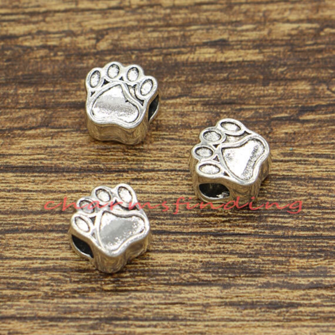 20pcs Dog Paw Beads Spacers Charms Centered Hole Beads Animal Etsy