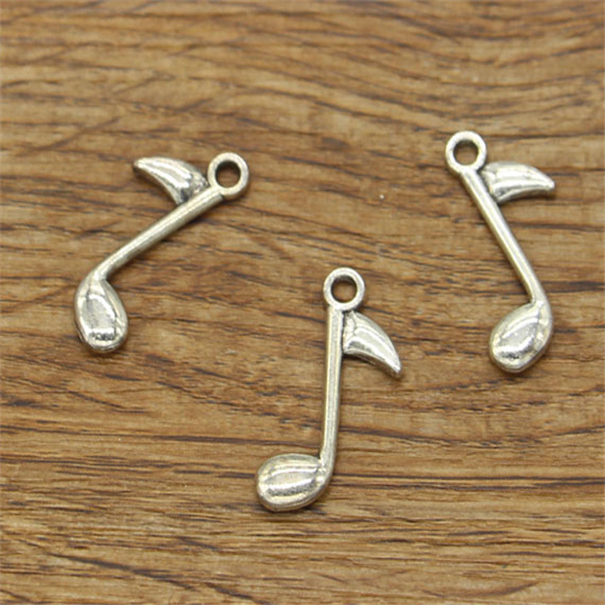 Note Charms 50pcs Music Note Charms 2 Sided Charms Antique Silver Tone 24x15mm ...