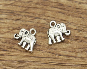 50pcs Elephant Charms Animal Charms Antique Silver Tone 12x14mm cf1634