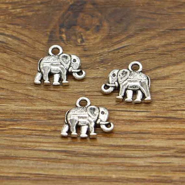 50pcs Elephant Charms Animal Charms Antique Silver Tone 12x14mm cf1634