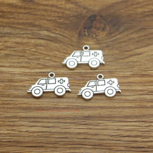 20pcs Ambulance Charms Antique Silver Tone 22x13mm cf3966
