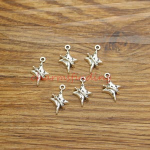 30/60pcs Shiny Star Charms Double Sided Charms Bulk Charms Antique Silver Tone 13x20mm cf5184
