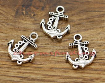 30 Stück Anker Charms Nautische Charms Antik Silber Ton 19x15mm cf0743