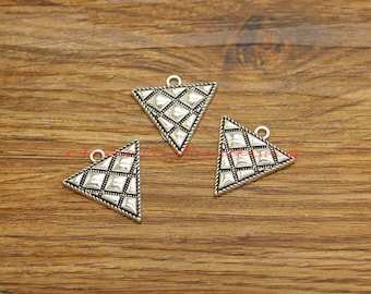 15 Stück Dreieck Charms Geometrische Raute Charme Anhänger Basteln Schmuckherstellung Antik Silber Ton 21 x 22 mm sf5188