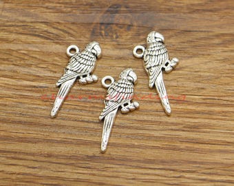 20pcs Parrot Charms Fly Bird Charms Antique Silver Tone 13x33mm cf5148