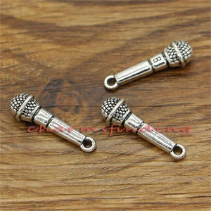 20pcs Microphone Charms 3D Antique Silver Tone 25x7mm cf0131