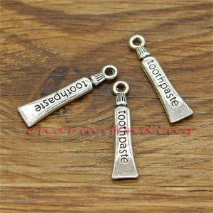 30 Stück Zahnpasta Charms Zähne Charme Antik Silber Ton 28x7mm lf1606