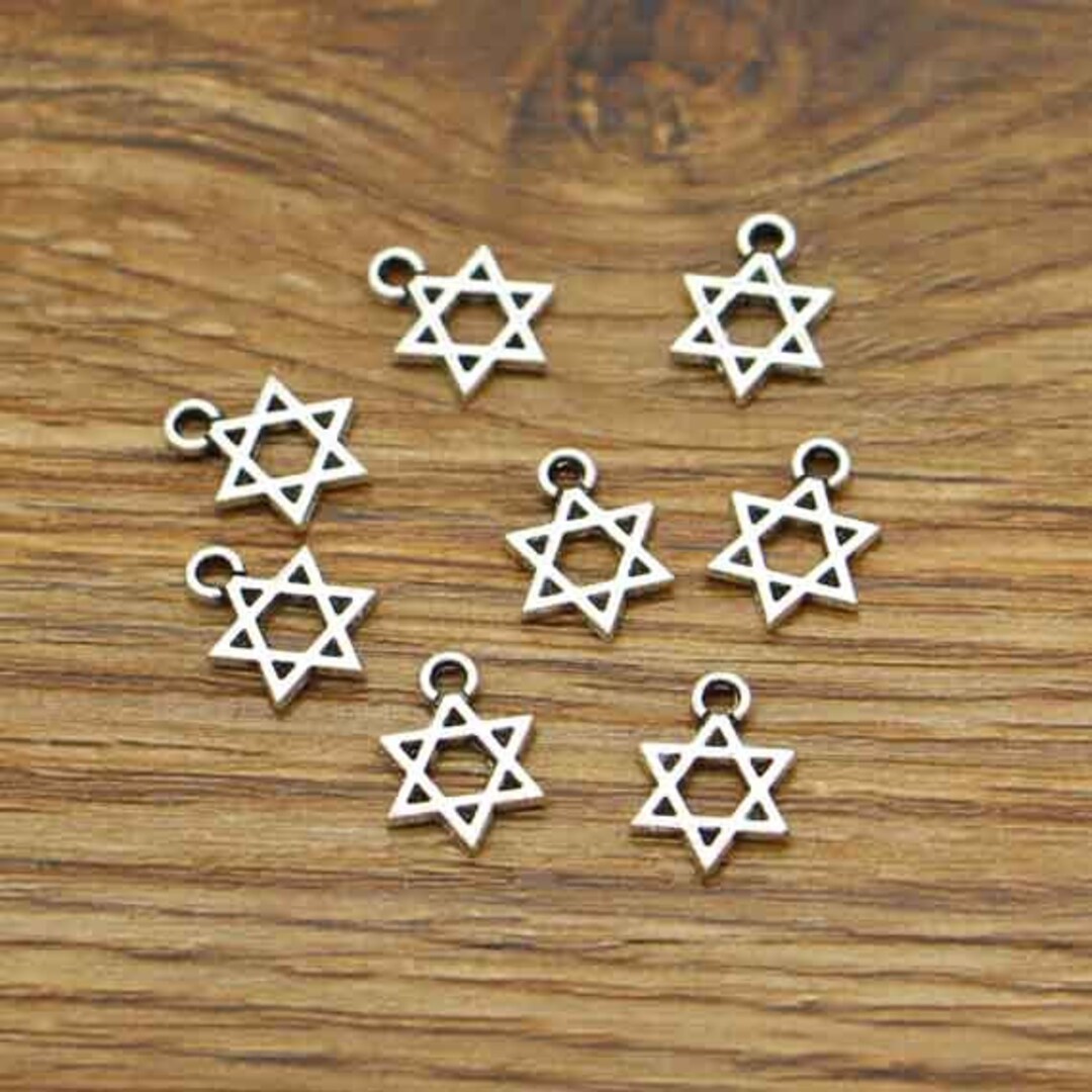 100pcs Star of David Charms Antique Silver Tone Findings Jewelry Making