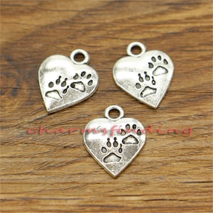 30pcs Bear Paw Charms Animal Charms Antique Silver Tone 17x14mm cf0687