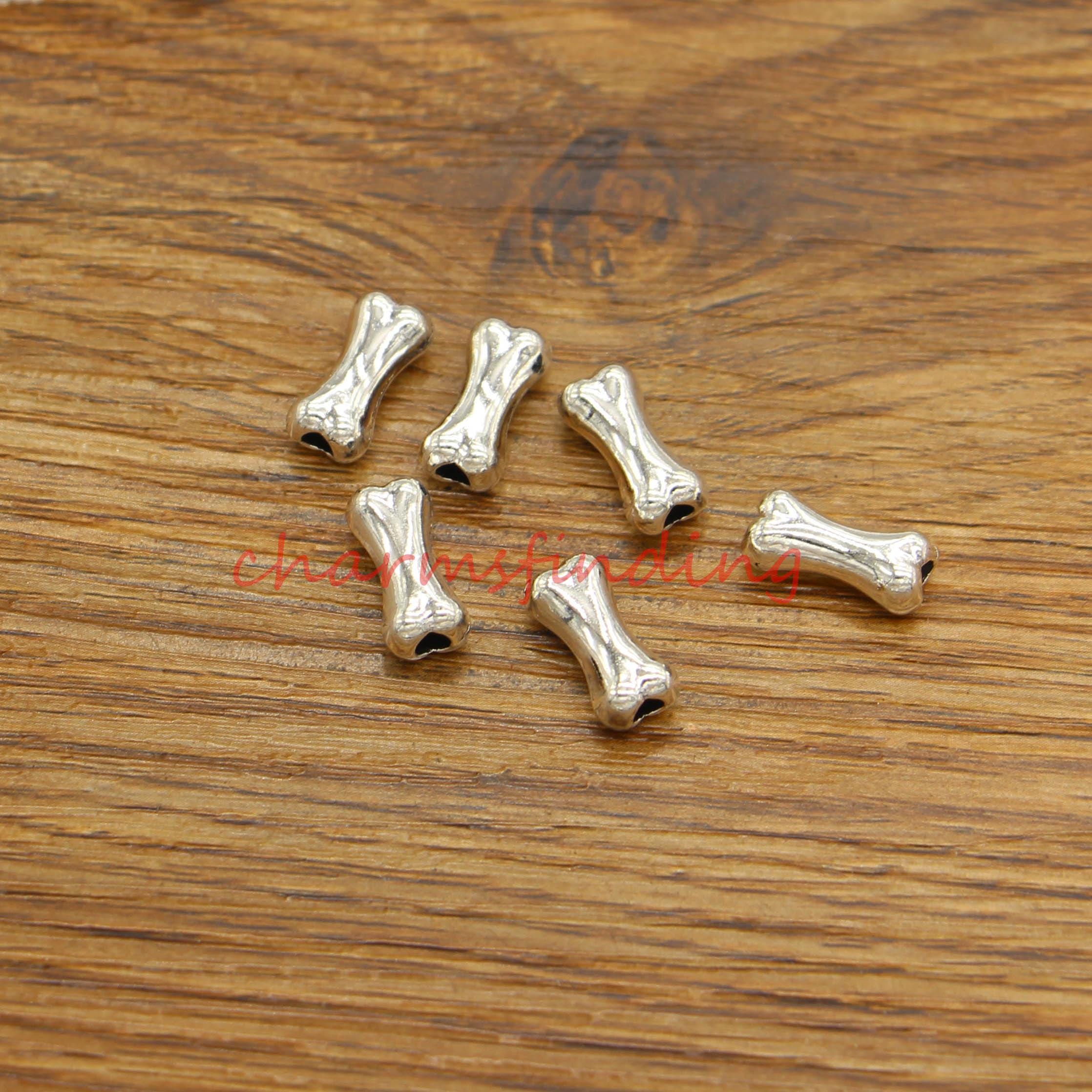 20pcs 3D Bone Beads Spacers Charms Skeleton Animal Dog Bone Beads