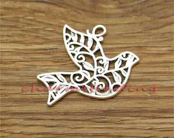 Collana Colomba Della Pace In Argento Sterling 925 - Ciondolo Uccellino Fede Cristiana - 45 Cm