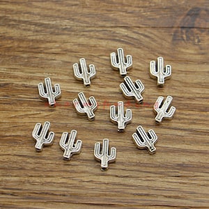 50pcs Cactus Beads Spacers Jamaica Cactus  Loose Alloy Beads 2 Sided Antique Silver Tone 8x10x3 1mm hole size cf4556