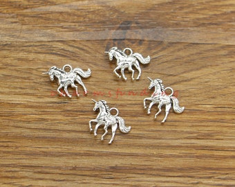 30pcs Unicorn Charms Fly Horse Pony Charms Double Sided Antique Silver Tone 18x13mm cf4442