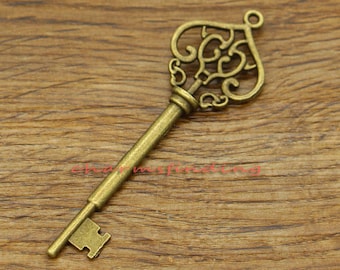 10 Stück Große Schlüsselanhänger Charms Home Herz SchlüsselAnhänger Antik Bronze Ton 70x22mm cf2123