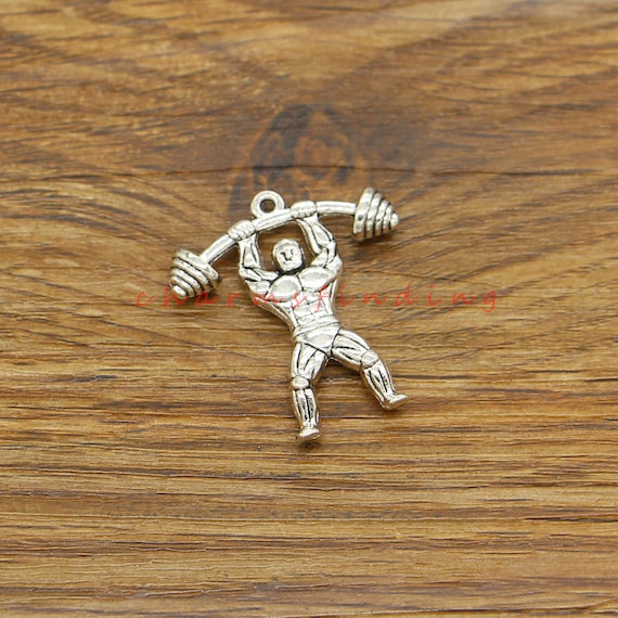 Bodybuilder Charm Antiqued Sterling Silver Bodybuilder Charm Antiqued Sterling Silver