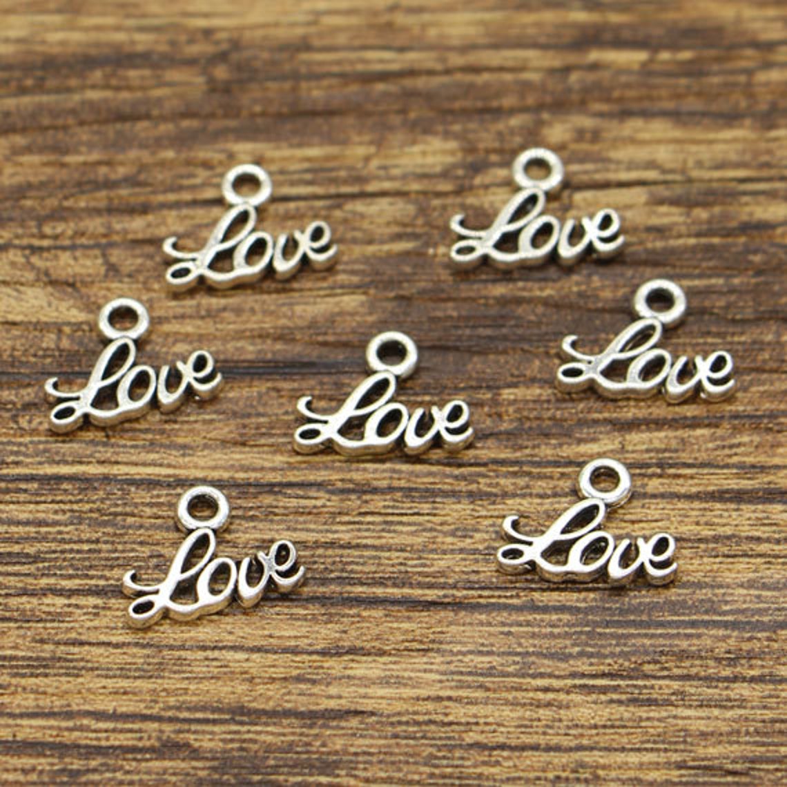 100pcs Love Charms Word Charms Antique Silver Tone 13x10mm Etsy