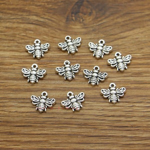 50/100/150pcs Bee Charms Honeybee Charms Insect Charms Antique Silver Tone 13x12mm cf3968