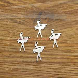 50pcs Ballerina Ballet Dancer Charms Dancing Bulk Charm Antique Silver Tone 14x22mm cf4434