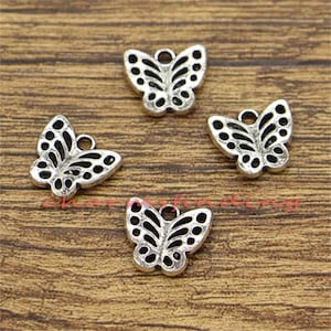 30pcs Butterfly Charms Fly Charms Antique Silver Tone 12x13mm cf2274