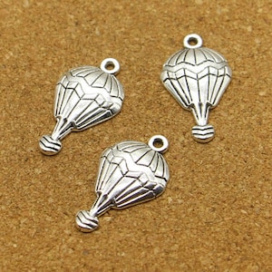 15pcs Hot Air Balloon Charms Antique Silver Tone 29x17mm cf0898