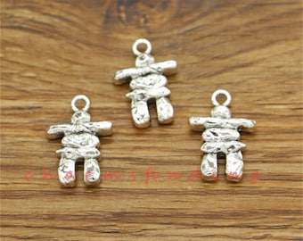 15pcs Scarecrow Inukshuk Charms Antique Silver Tone 14x21mm cf3489