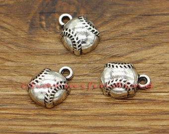 20pcs Baseball Charms Ball Charms Sports Charms Antique Silver Tone 11x15mm cf2824