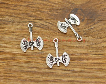 30pcs Axe Charms 2 Sided Halloween Charms Antique Silver Charms 16x21mm cf4970