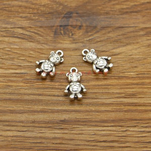 20pcs Bear Charms Zoo Animal Charms Antique Silver Tone 11x18mm cf4989