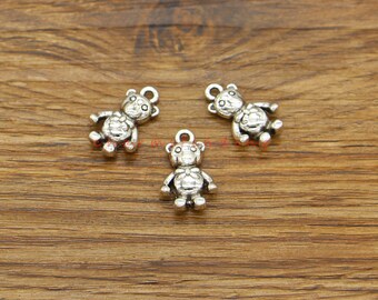 20pcs Bear Charms Zoo Animal Charms Antique Silver Tone 11x18mm cf4989