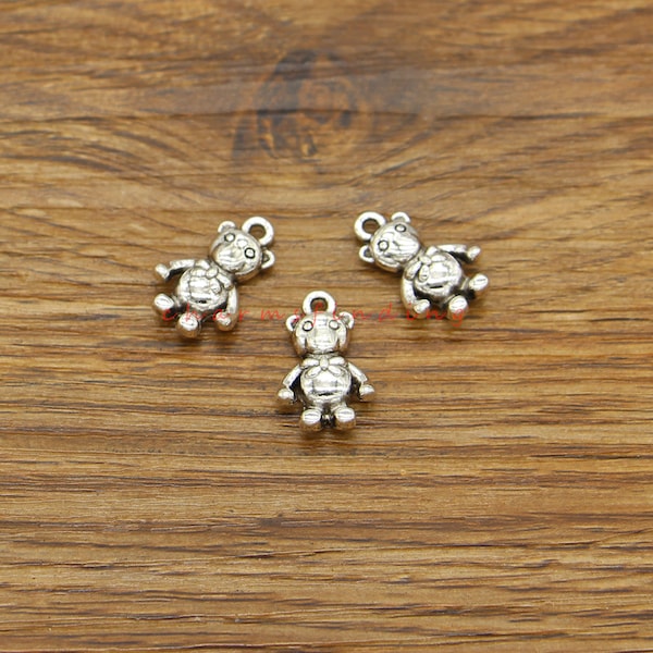 20pcs Monkey Charms Zoo Animal Charms Antique Silver Tone 11x18mm cf4989