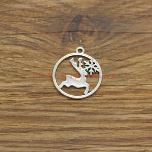 20pcs Reindeer Deer Charms Christmas Xmas Holiday Charms Antique Silver Tone 27x30mm cf4656