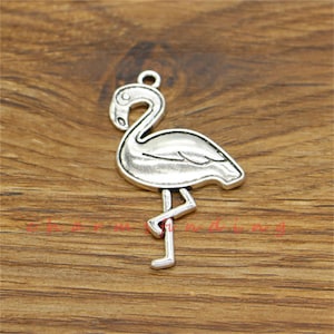 10cs Flamingo Charms Bird Ostrich Charms Antique Silver Tone 23x42mm cf3461
