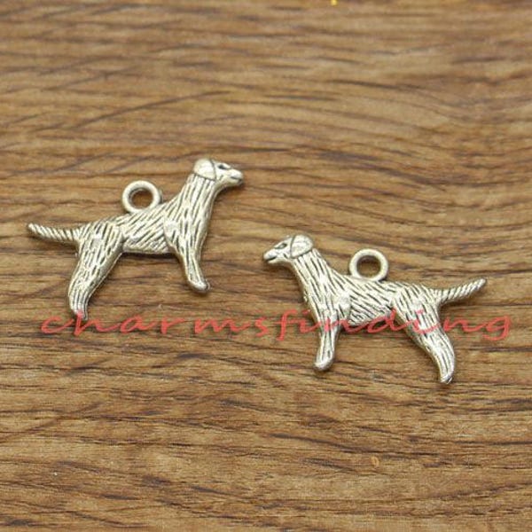 30pcs Dog Charms Animal Charm Antique Silver Tone 14x24mm cf1507