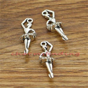 30pcs Ballerina Charms Dancer Charm Antique Silver Tone 10x27mm cf1854