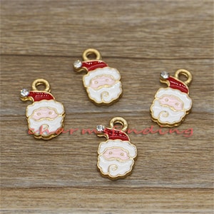10pcs Santa Charms Christmas Charms Gold Plated Enamel Charms 14x21mm cf1427