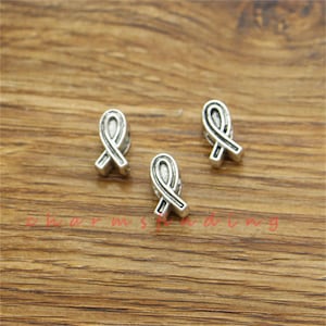 20pcs Awareness Ribbon Beads Spacers with 4mm hole approx Antique Silver Tone Beads 7x12x7mm cf3520