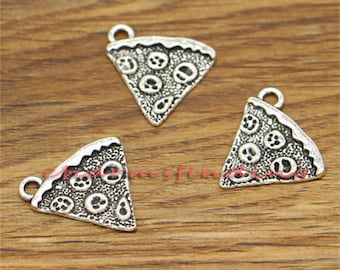 30 pezzi Ciondoli per pizza Ciondolo per cibo Argento antico 19 x 20 mm cf2626