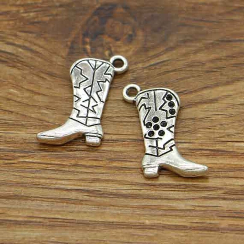 20pcs Cowboy Boot Charms Shoe Charms Antique Silver Tone | Etsy