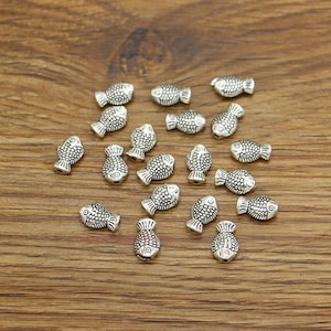 50pcs vis Kralen Dierlijke Kralen met 1mm gat ca Antieke Zilveren Tone Kralen 6x10x3mm cf3983