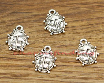 50 Stück Marienkäfer Charms Insekt Charms Antik Silber Ton 13 x 16 mm sf0884