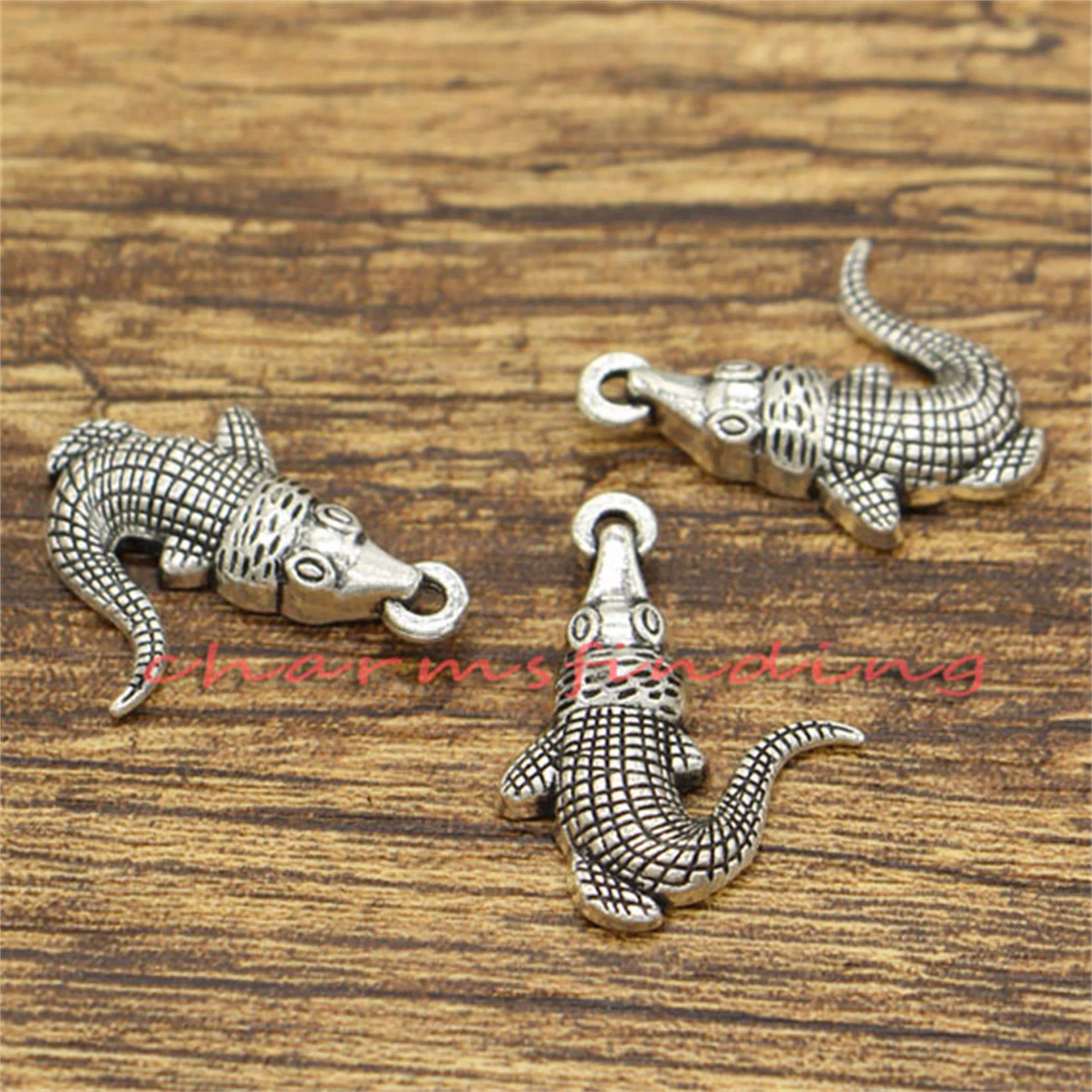 20pcs Alligator Charms Crocodile Charms Antique Silver Tone 20x26mm cf2187