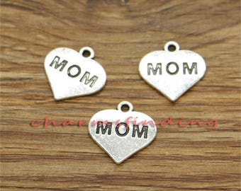 20pcs Mom Charm Mother Family Word Charms Antique Silver Tone 16x16mm cf3242