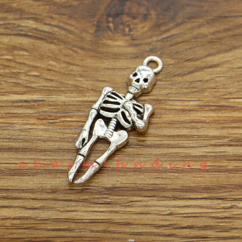 20pcs Skeleton Charms Antique Silver Tone Halloween Charms Etsy