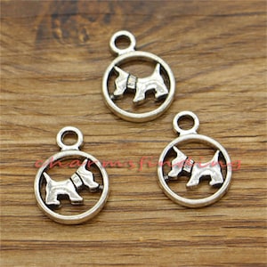 30 Stück Glückshund Charms Tier Charm Antik Silber Ton 14x19mm lf1177