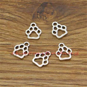 50pcs Dog Paw Charms Animal Charms Antique Silver Tone 11x13mm cf3064
